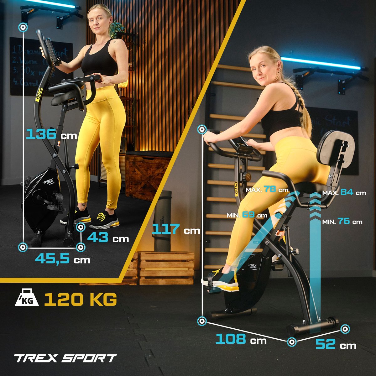 Trex Sport TX-360XB Pyro – Hometrainer Fiets – Fitness Fiets – Opvouwbare – Met Bluetooth – LCD-Display – 10 Weerstandsniveaus – Max. 120 kg thumbnail 5