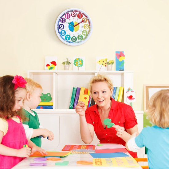 Kinderwandklok zonder tikkende geluiden: 30 cm wandklok leerklok kinderen wandklok kinderkamer klok voor meisjes en jongens voor kinderkamer, keuken, woonkamer, slaapkamer, kantoor