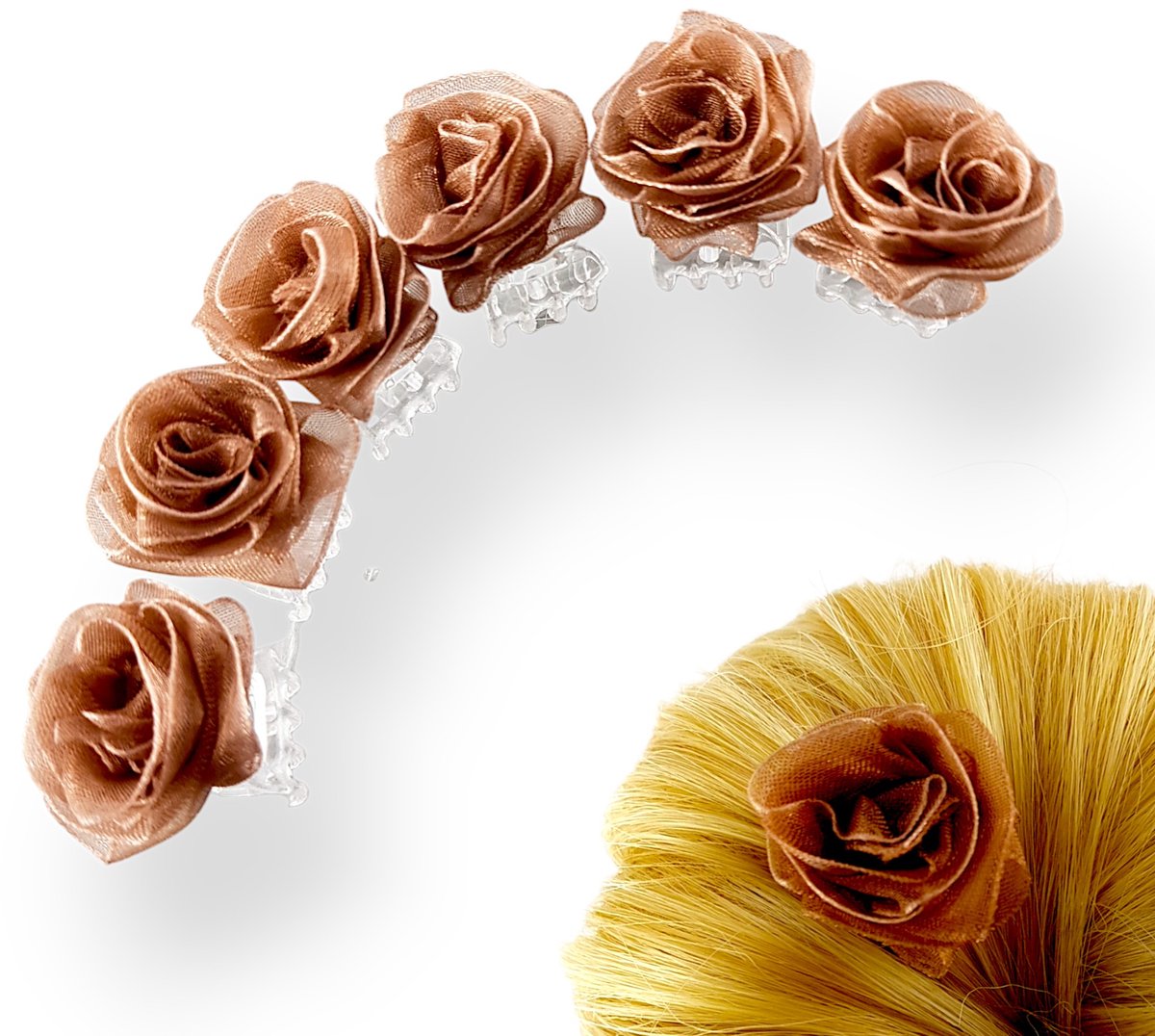 Rozenkrans Haarclip - Bloemvormige Krab met Organza