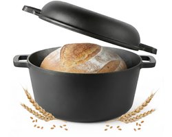 ISENVI Byron - Gietijzeren Braadpan met Grilldeksel - 26 cm - Geschikt voor BBQ & Inductie - Broodpan / Broodbakbol - PFAS, PTFE Vrij - Alle Warmtebronnen