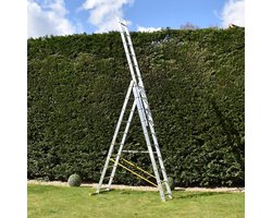 Trade Master Pro® 3-delige Reformladder – 10 Treden – 150 kg Draagvermogen – EN131 Professioneel-gecertificeerd – Antisliptreden – Auto-vergrendel Clips – Lichtgewicht Aluminium Ladder