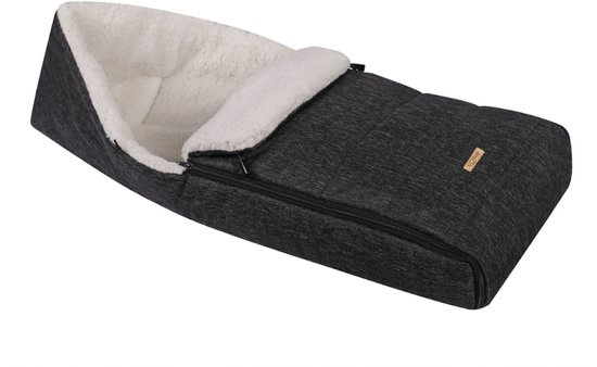 SOOSIE Winter Kinderwagen Voetenzak + Handmof - Zwart Melange & Teddy Crème - Universeel - Waterproof - 110 cm van Merkloos — afbeelding 2