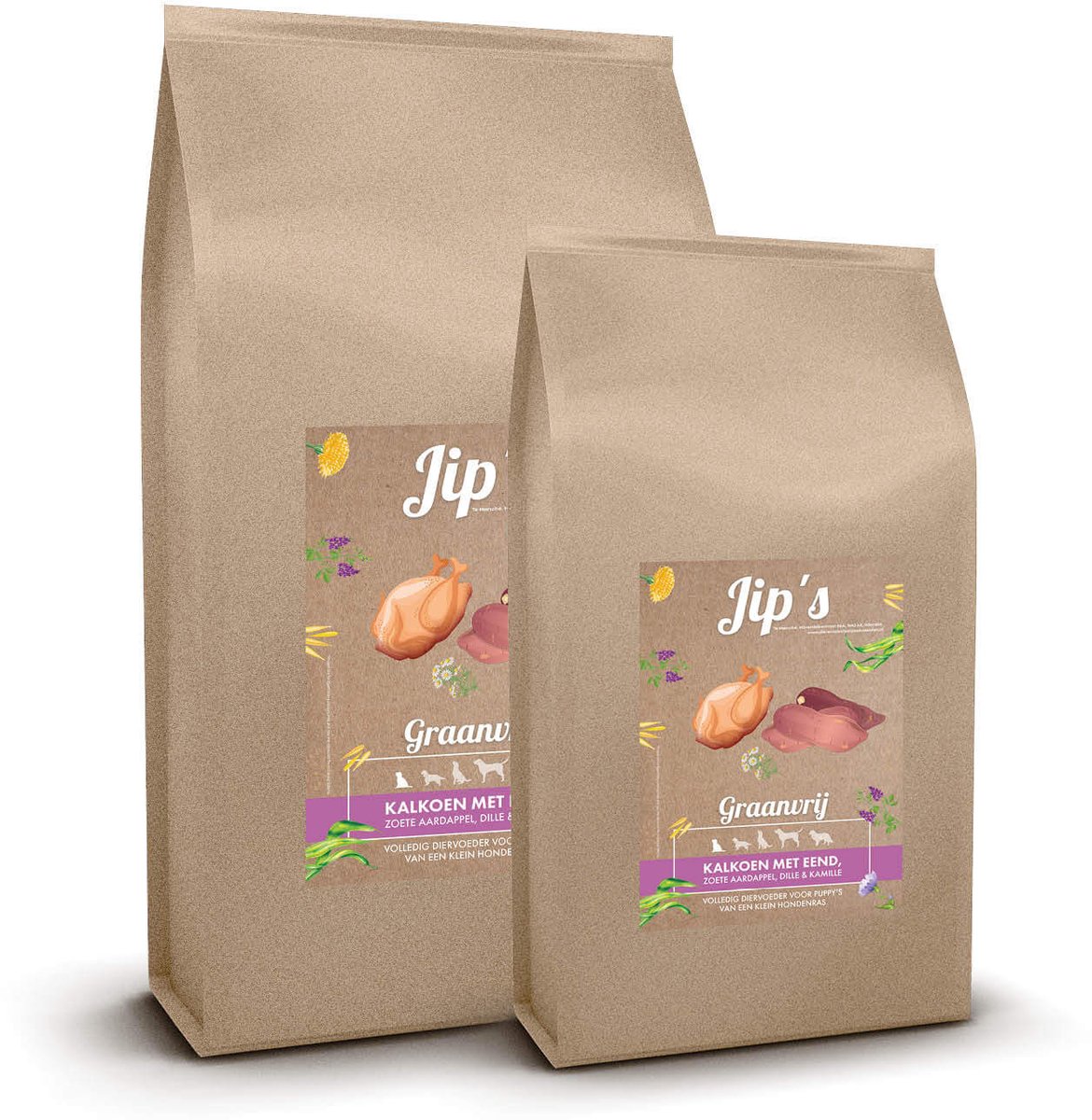 Jip's Voeding Jip’s puppy mini – Hondenvoer - Kalkoen / Eend - Speciaal voor kleine hondenrassen - 2 kg