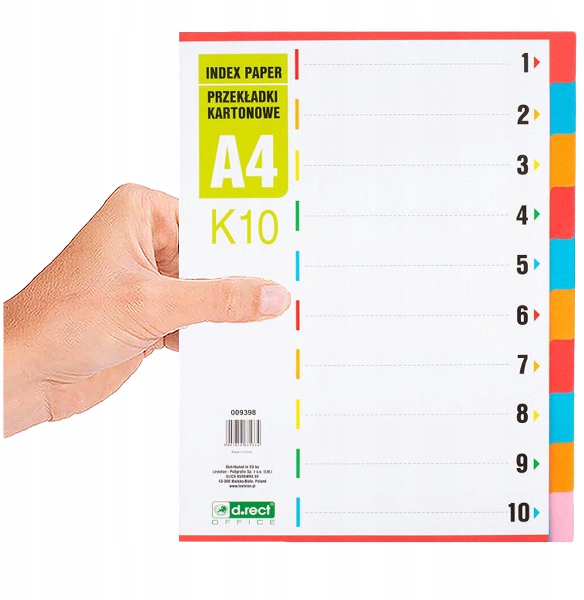 D.RECT Kartonnen Tabbladen 1-10 A4 voor Ordners