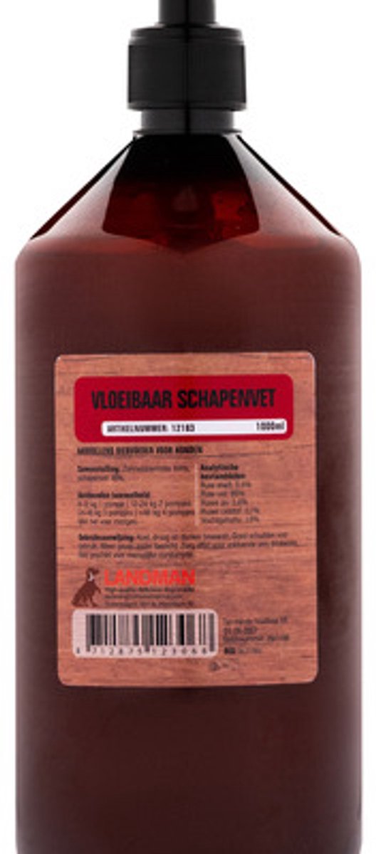 Hondensnacks Vloeibaar Schapenvet (1000ml) - Supplementen Hond - Voor een glanzende Vacht, extra Energie & gezonde Spijsvertering