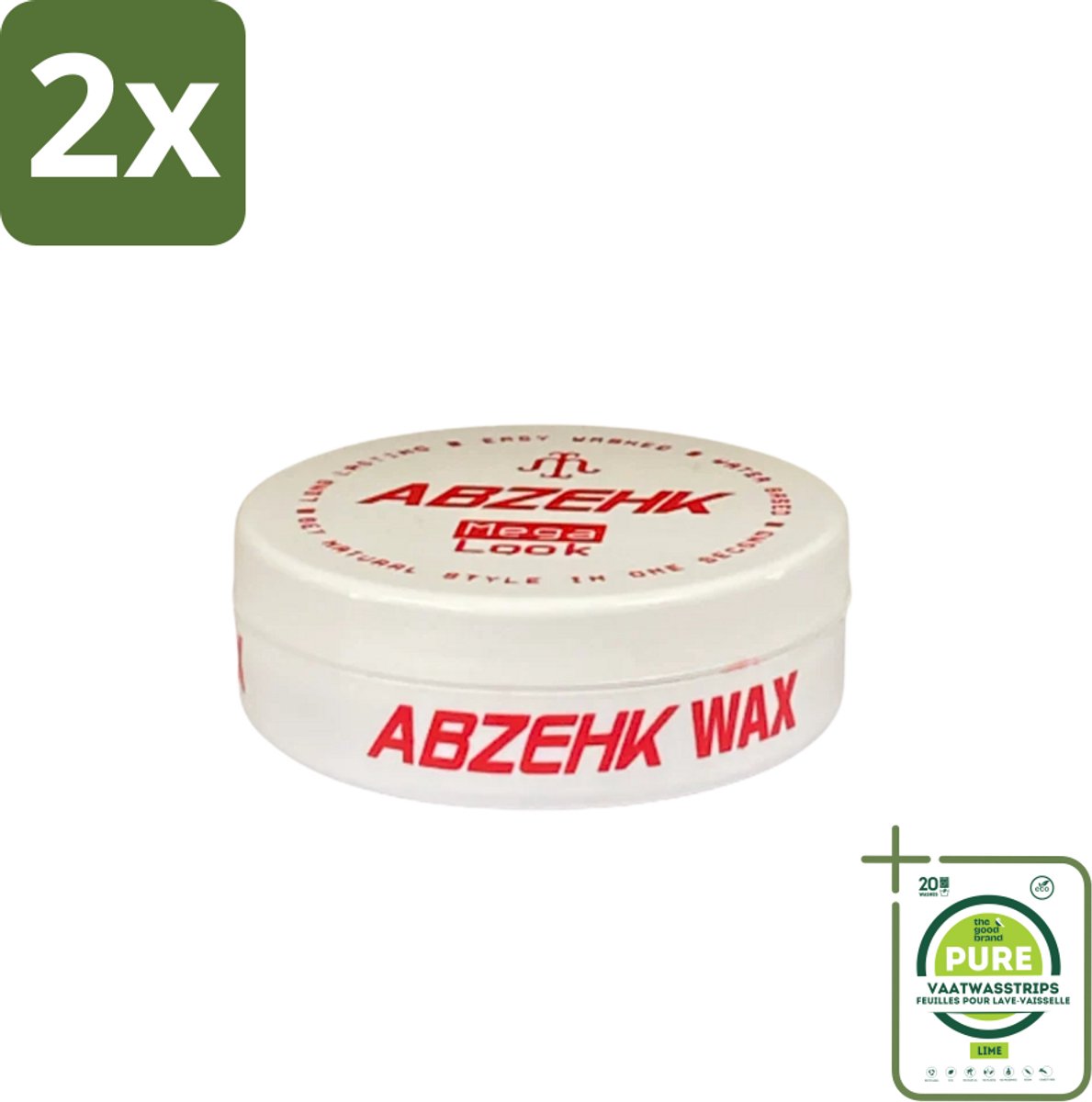 Abzehk - Hair Wax - Red Mega Look - Glanzende Styling & Krachtige Hold - 150ml - Voordeelverpakking - 2 stuks - Haarwax - Stylingwax