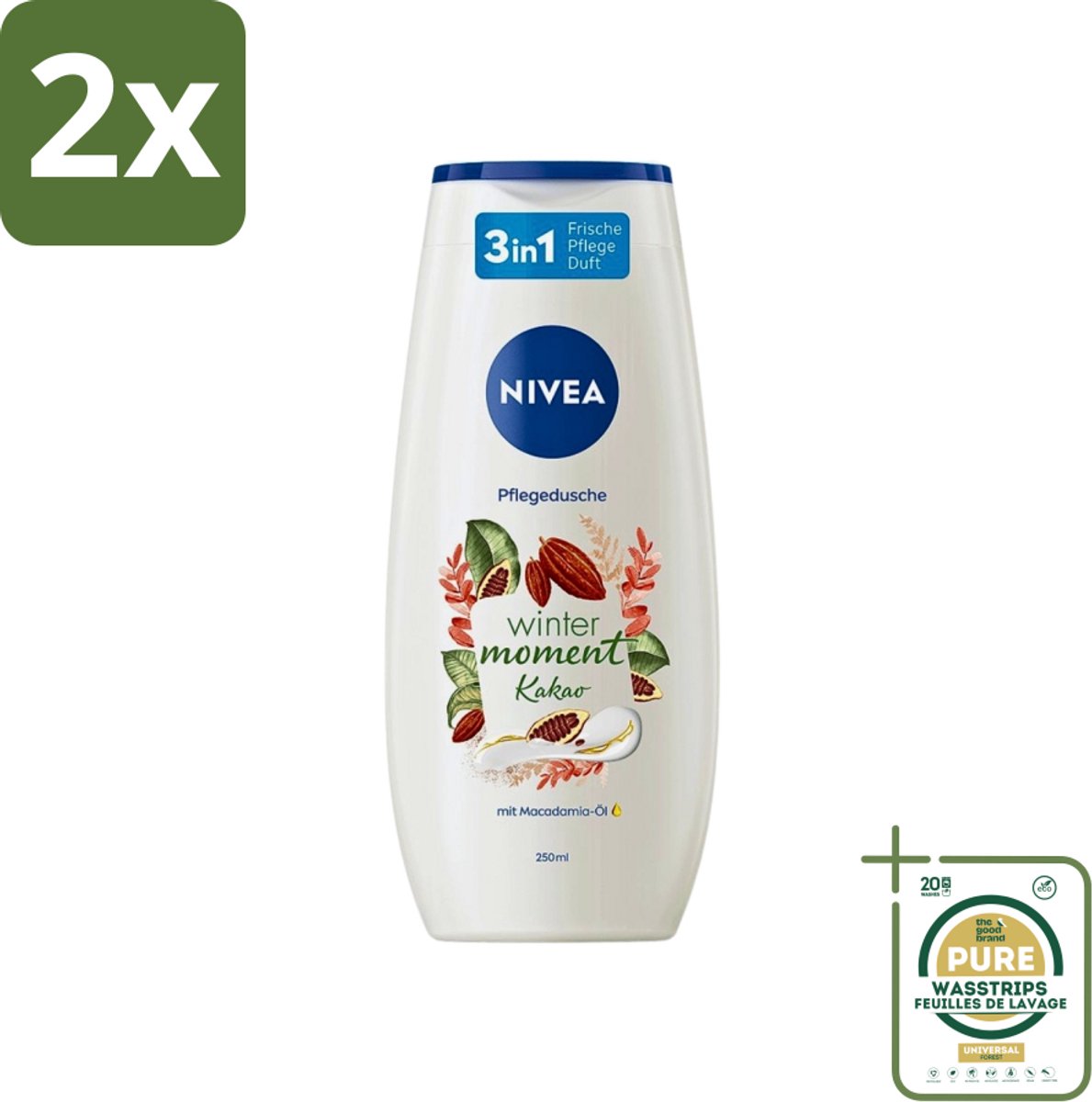 Nivea - Douchegel - Winter Moment Cacao - 250 ml - Voordeelverpakking - 2 stuks - Winter Moment - Cacao