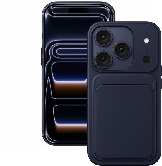 Hoesje geschikt voor iPhone 17 Pro Max Pasjes houder Hoesje - Portemonnee - Kaart houder - Blauw