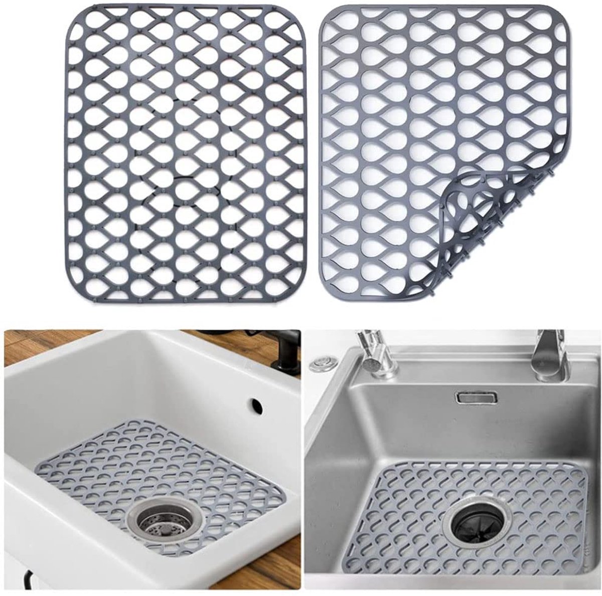 Unyqoos® Siliconen afdruipmatten voor gootsteen met antislip en hittebestendigheid