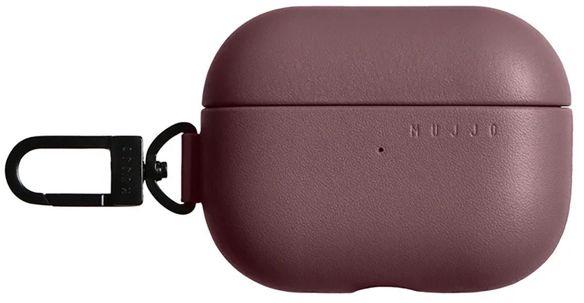 Mujjo Lederen Hoesje Airpods Pro (3rd Gen) – Compatibel met Draadloos Opladen – Toont Oplaadstatus – Plantaardig Gelooid Ecco-Leer - Rood