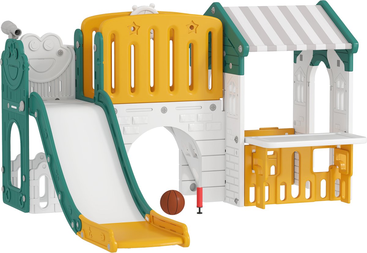 AIYAPLAY Kids Slide Kunststof 189L x 180B x 111H cm Geel+Groen