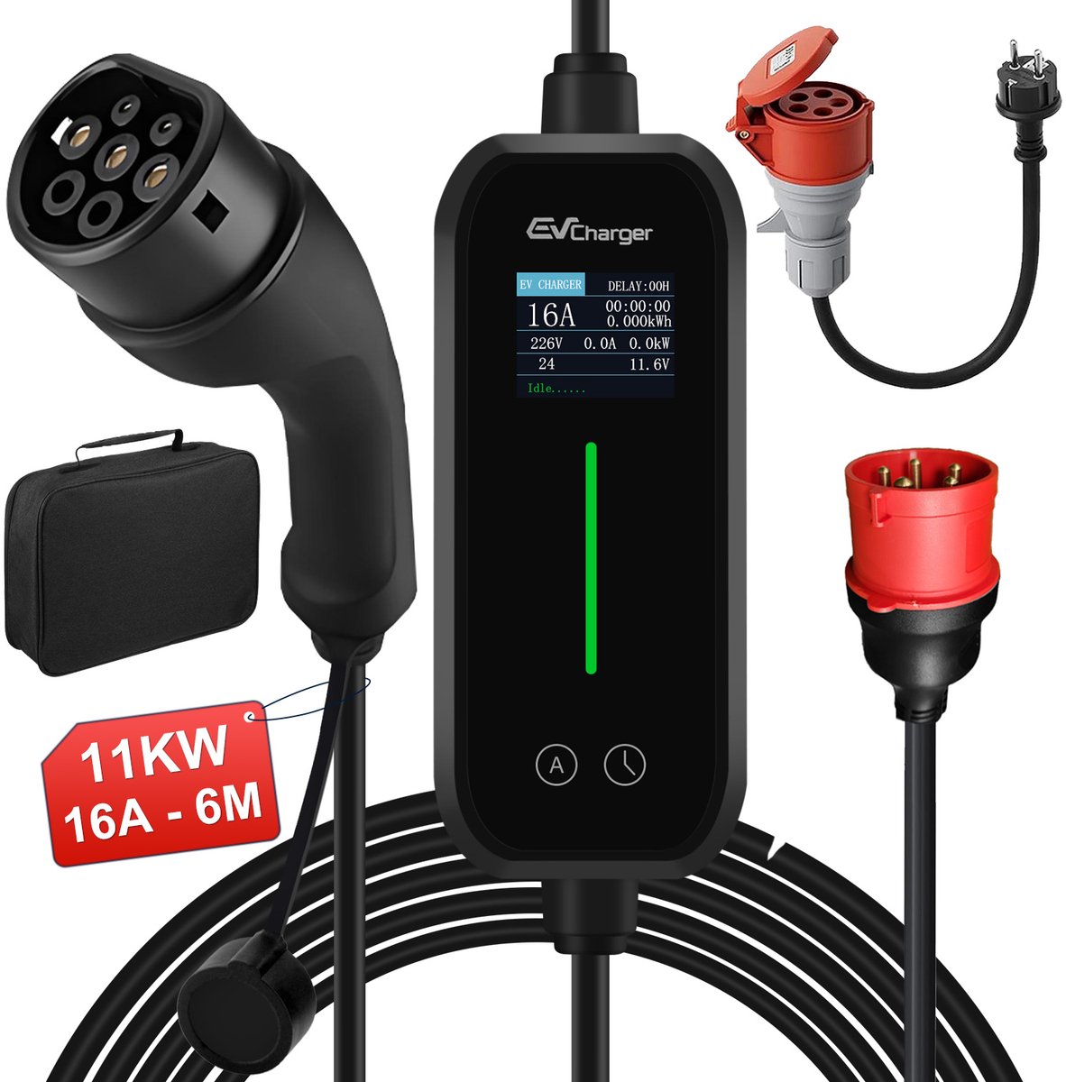 Draagbare Laadkabel JUNSUN EV 3.68/11kW - WiFi Bediening