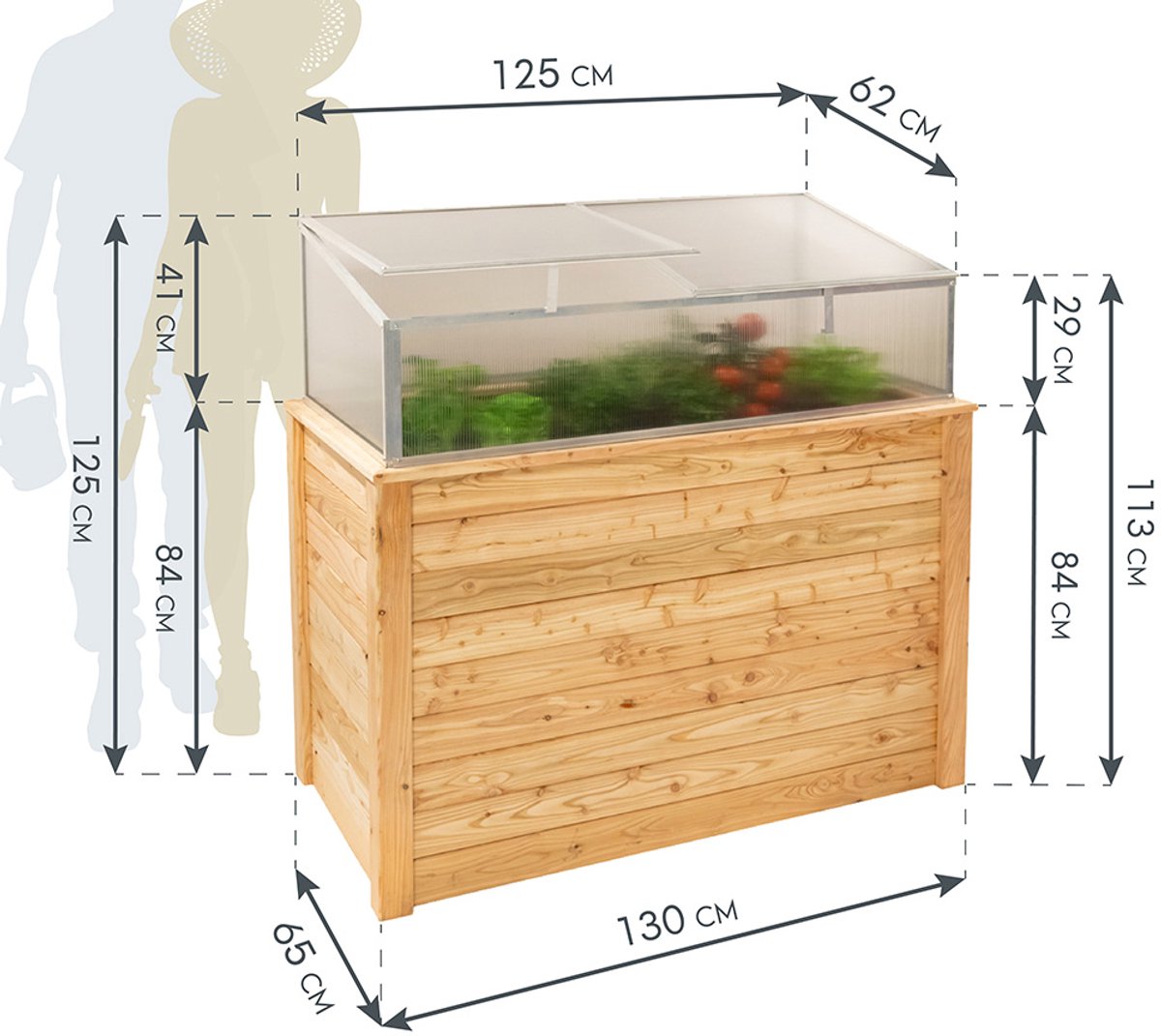 Westmann Mini-serre surélevée Classic Plus 130 - 130x65x107 cm