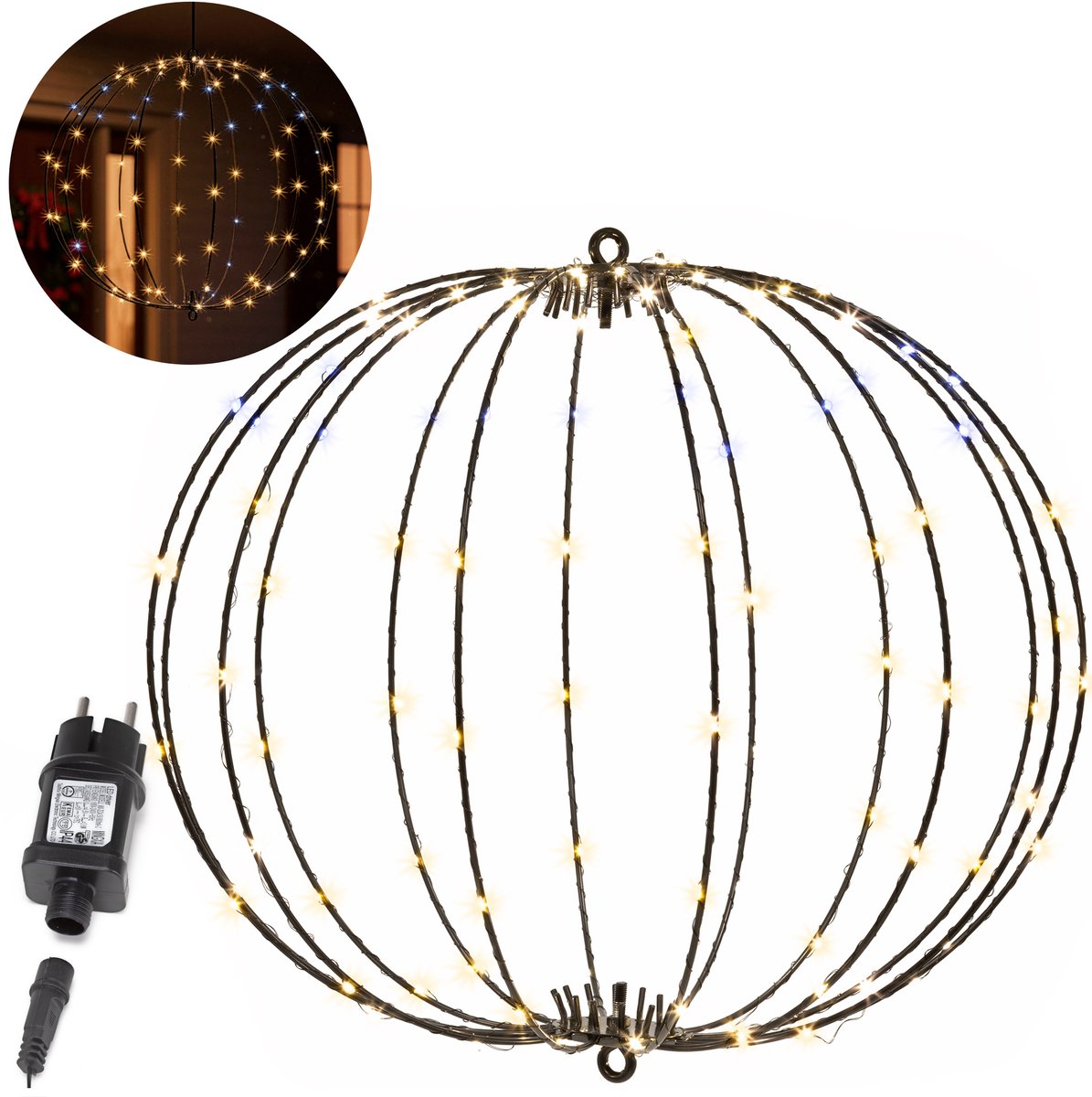 Springos Lichtbol - Kerstversiering - Warm Wit - Witte Flash Optie - Indoor & Outdoor - 112 Led - 44 x 38 x 2 cm cm - Metaal