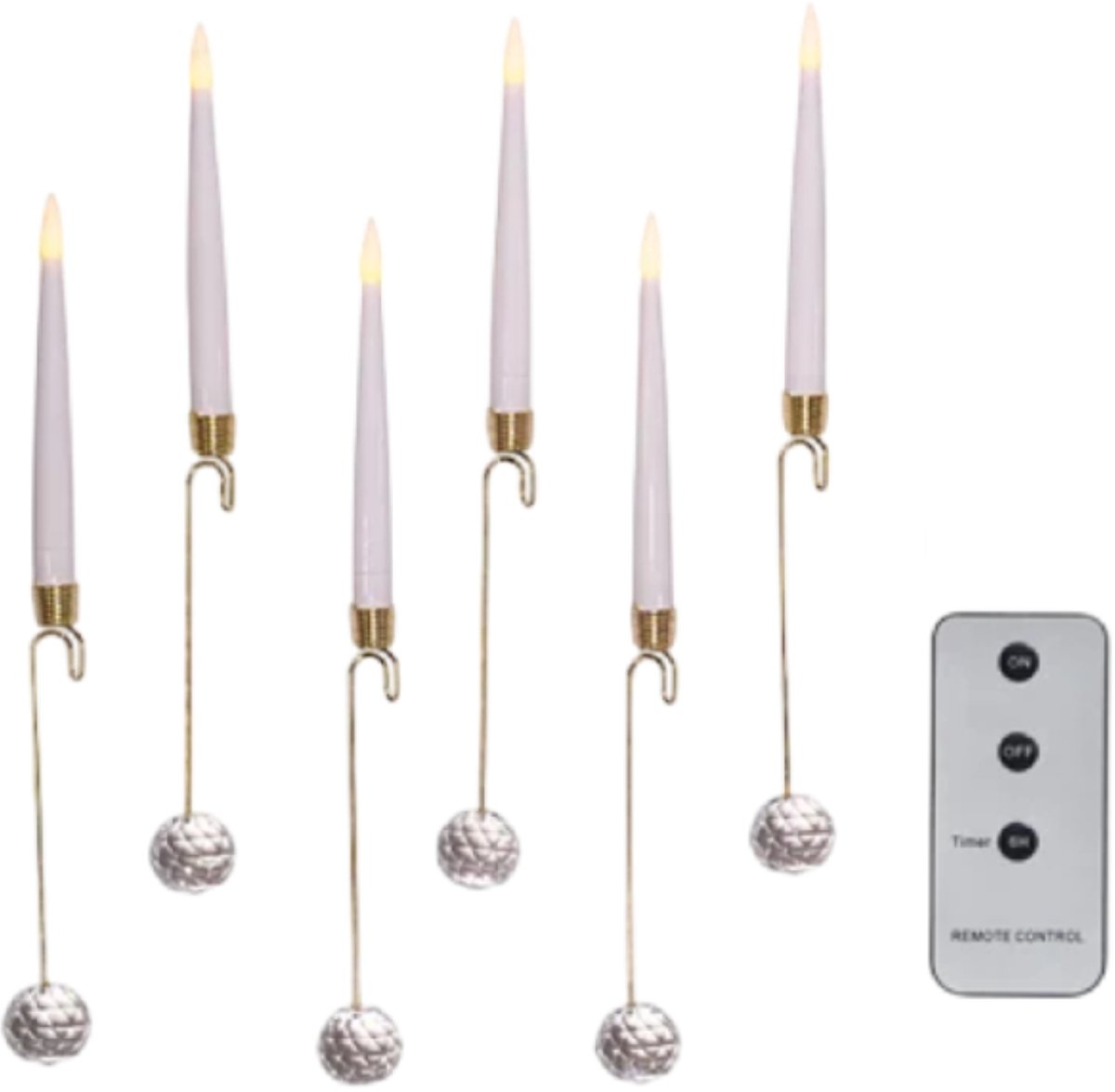 Home & Marker - 6 Stuks LED Kaarsen - Vlamloze Kerstboomverlichting - Met Afstandsbediening - Kristallen Haakjes - CANDLEA