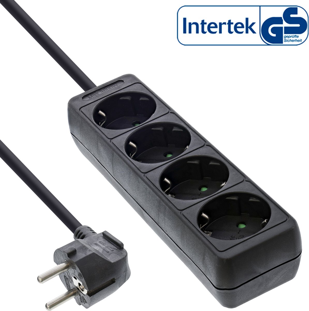 Stekkerdoos met 4 contacten / zwart - 3 meter