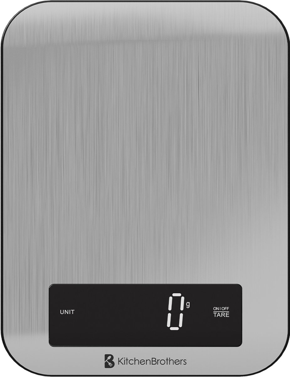 Bol.com KitchenBrothers Keukenweegschaal - Weegschaal Keuken - Digitaal - 1g tot 10kg - RVS aanbieding