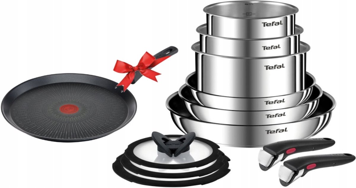 Tefal Ingenio Emotion Koekenpannenset 11-delig RVS met Afneembare Handgreep