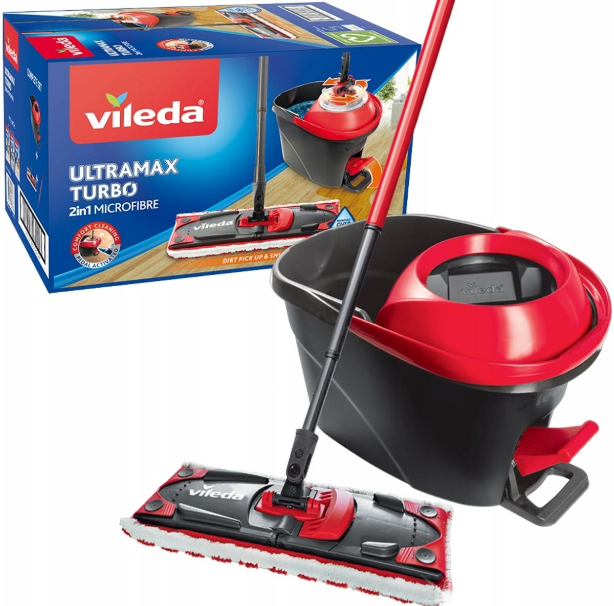 Vileda Ultramax Turbo Vloermop met Draadloos Uitzuigsysteem - Vlekkeloos Schoon