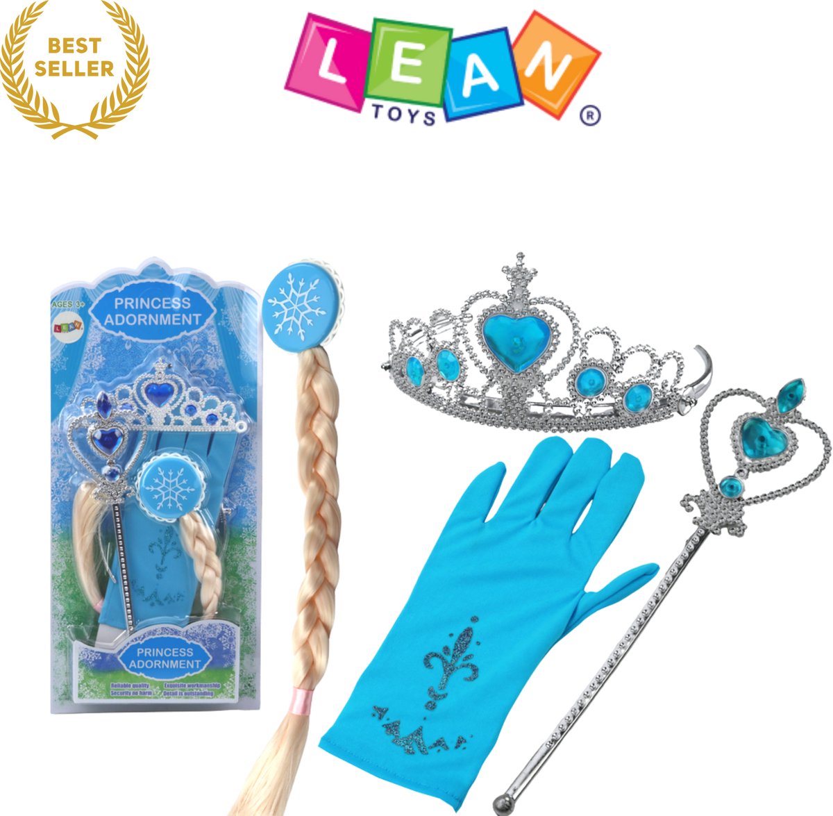 Little Princess Accessories Set – Toverstaf, Handschoen & Kroon – Snow Queen Thema – Blauw met Diamanten – Verkleden & Rollenspel – CE & EN71 Gecertificeerd – Vanaf 3 Jaar – Met Ebook