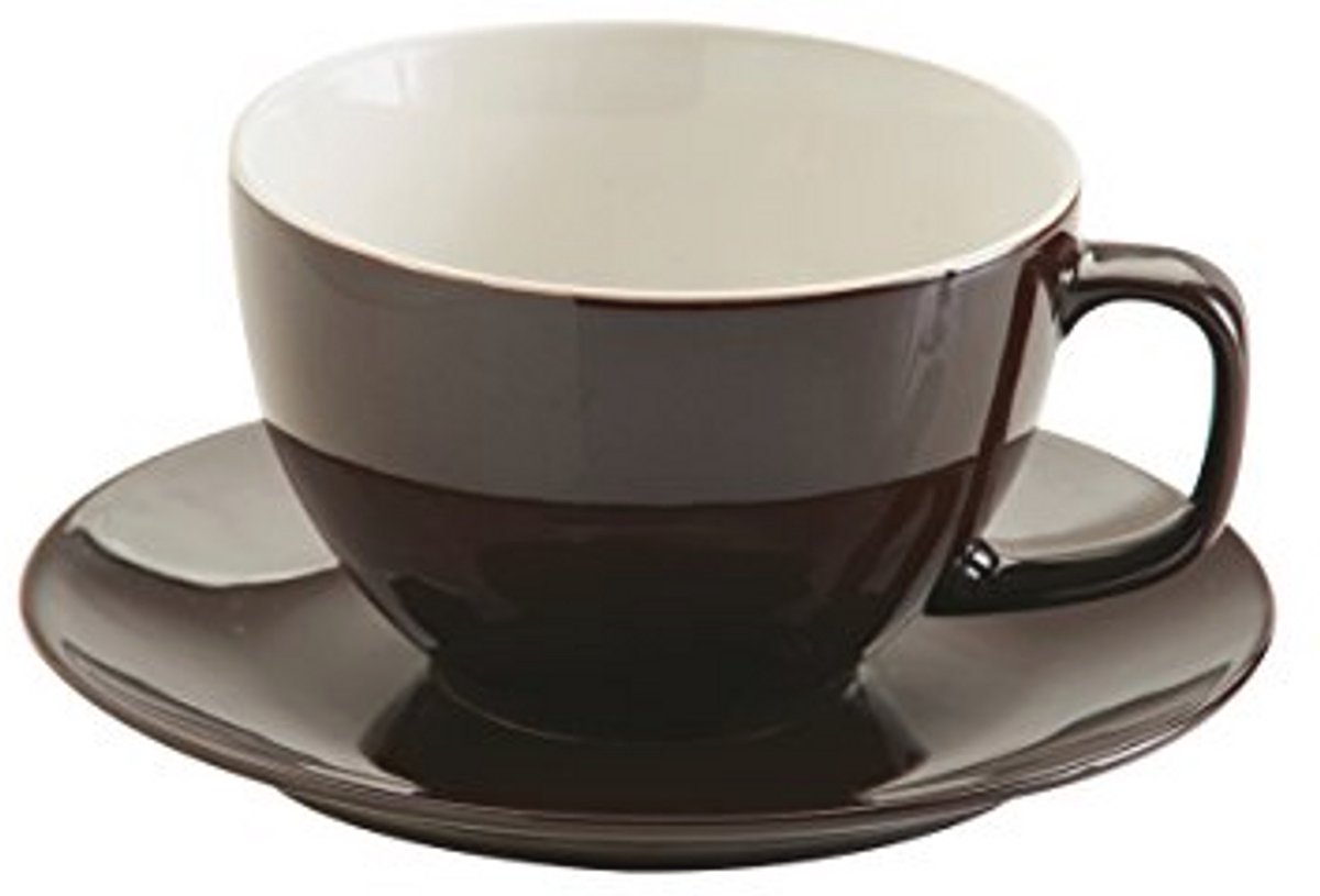 Grote kop en schotel 15oz/425ml met tweekleurige afwerking