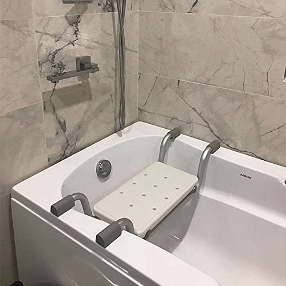 Verstelbare Badkuipstoel - Hangende Badkamerkruk voor Senioren en Gehandicapten - Aluminium en HDPE