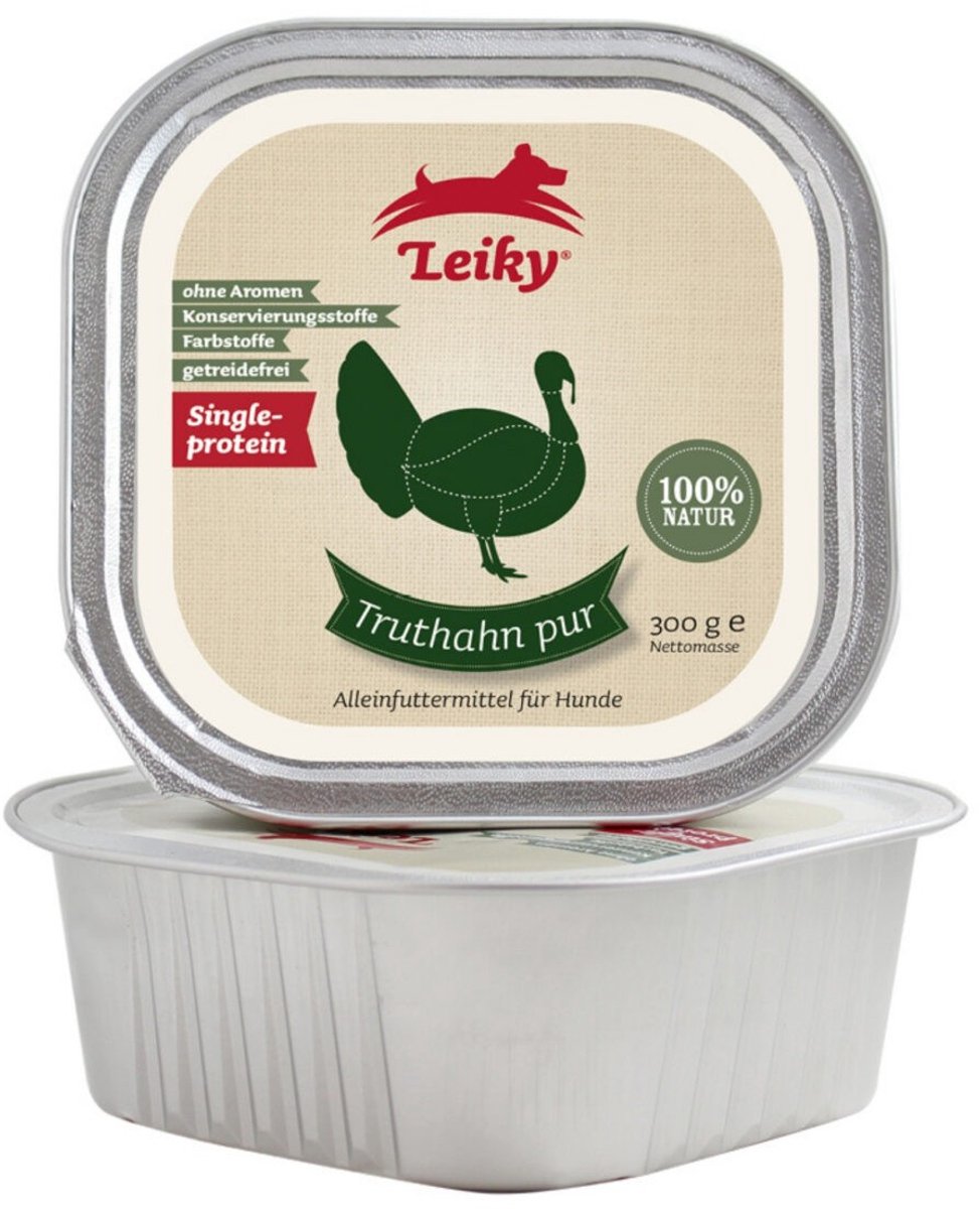Leiky Leiky - Natvoer voor Honden - Kalkoen - Licht Verteerbaar - Hypoallergeen - Compleet Maaltijd - 300g