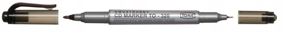 Toma TO-320 CD Marker Pen, Dubbelzijdig, Zwart, 0.5-0.8mm