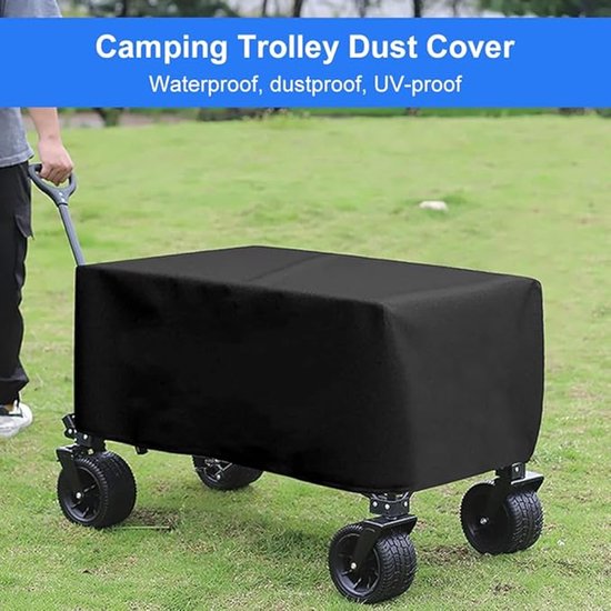 OIMG Trolley Regenhoes - Trolleyhoes - Opvouwbare hoes voor buiten - Universele Oxford Trolleyhoes - Tuin Trolleyhoes - Waterdicht - Winddicht - UV-bestendig - Stofdicht - 97 x 61 x 56 cm - Zwart van OIMG — afbeelding 3