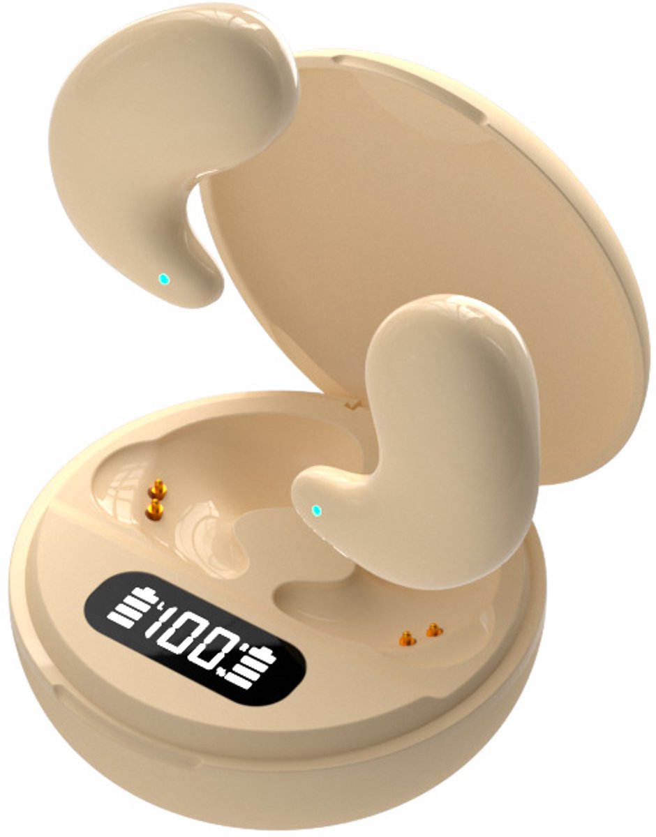 De Beste Gadgets Invisible Sleep Earbuds – Draadloze Bluetooth 5.4 Slaap Oordopjes | Kleine oordopjes | Kleine Oortjes | Comfortabel, Geluidsisolerend & Onzichtbaar | Ideaal voor Zijslapers – 24 Uur Speeltijd - Kaki