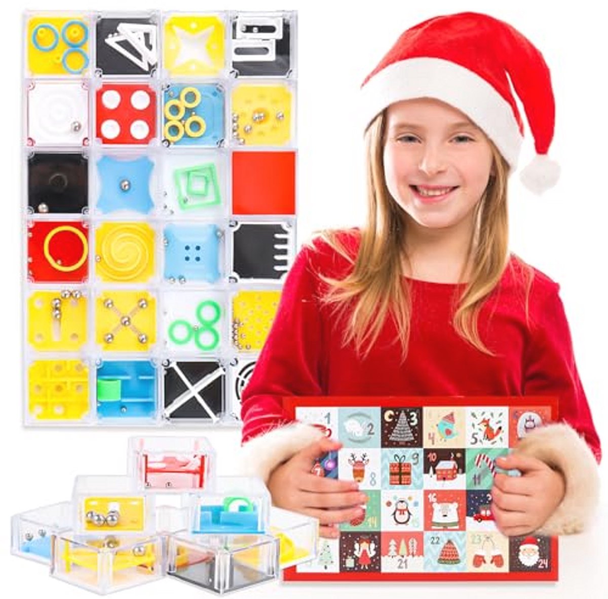 Adventskalender 2024 met Geduldspellen - 24 Mini Puzzels voor Kinderen - Perfect Kerstcadeau
