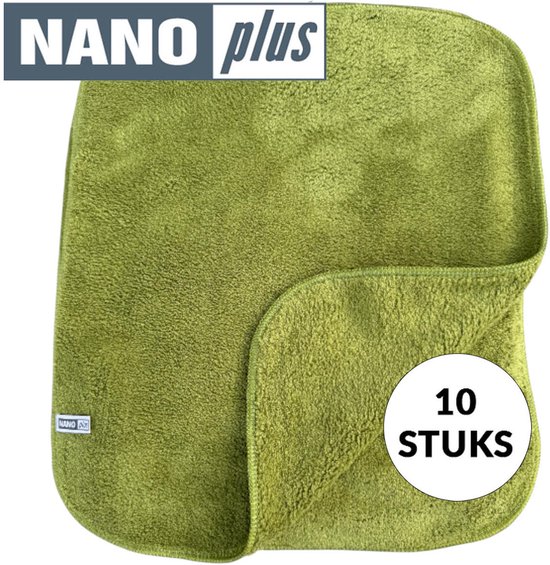 Olijfgroene Nanoplus microvezeldoek, 10 stuks.
