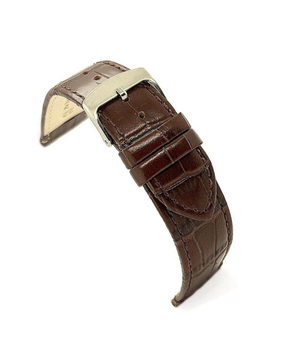 horlogeband-horlogebandje-20mm-echt leer-croco look-bruin-zacht-plat-stalen gesp-leer-20 mm