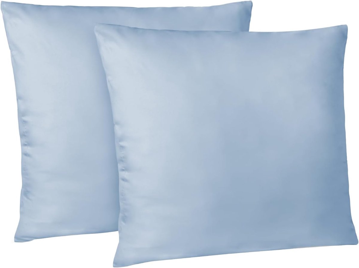 Famanu Kussensloop 60 x 60 cm, Set Van 2 Kussenslopen, 60 x 60 cm, Blauw met Ritssluiting, van Microvezel, Zacht, 60 x 60 cm, Kussensloop