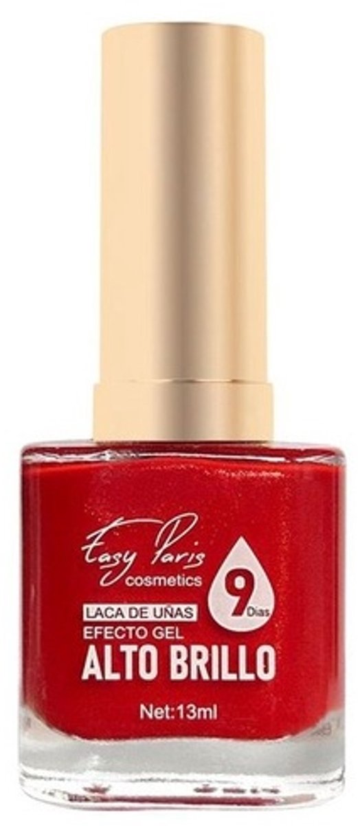 Easy Paris Cosmetics - Nagellak - Dekkend Helder Rozerood met Gouden Shimmer - Glitter - 1 flesje met 13 ml inhoud - Nummer 174