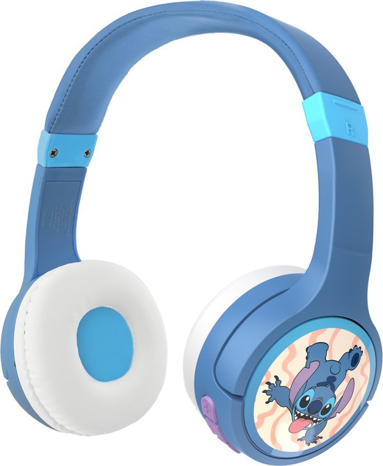 Stitch - draadloze kinderkoptelefoon - met volumebegrenzing - lange speeltijd - met extra audiokabel