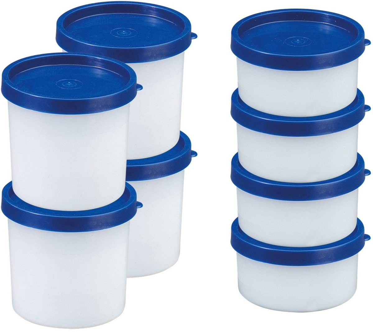 Westmark 8 vershoud-/diepvriesdozen, incl. deksel, vulvolume: 4x100ml, 4x200ml, stapelbaar, kunststof, Trio, kleur: transparant/blauw, 258422E6
