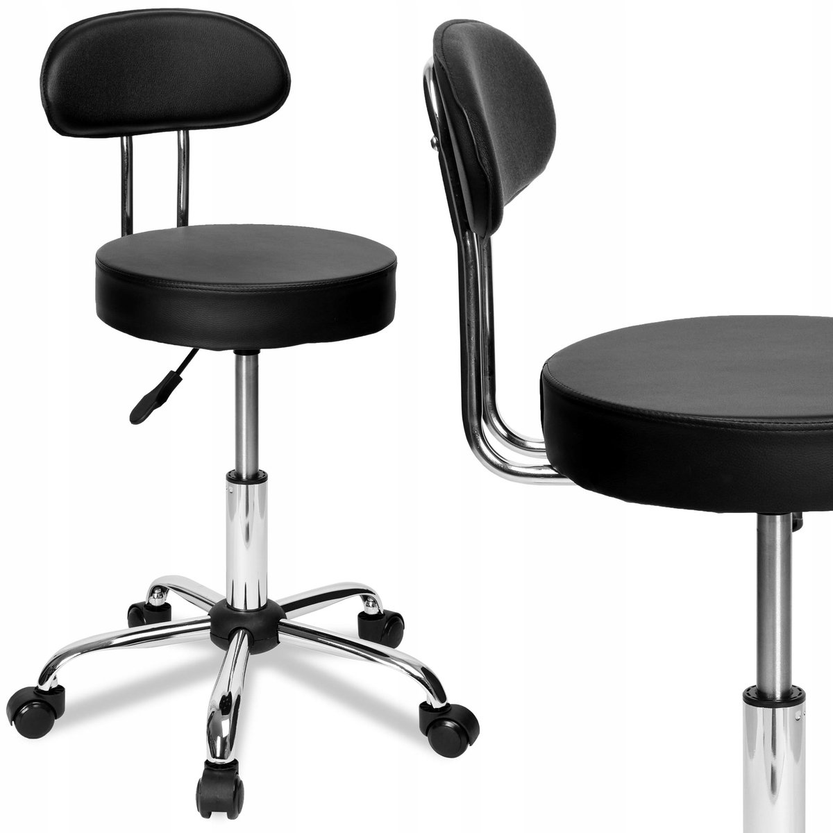 eHokery Verstelbare Kapstoel met Wielen - Ergonomisch en Draaibaar Zwart