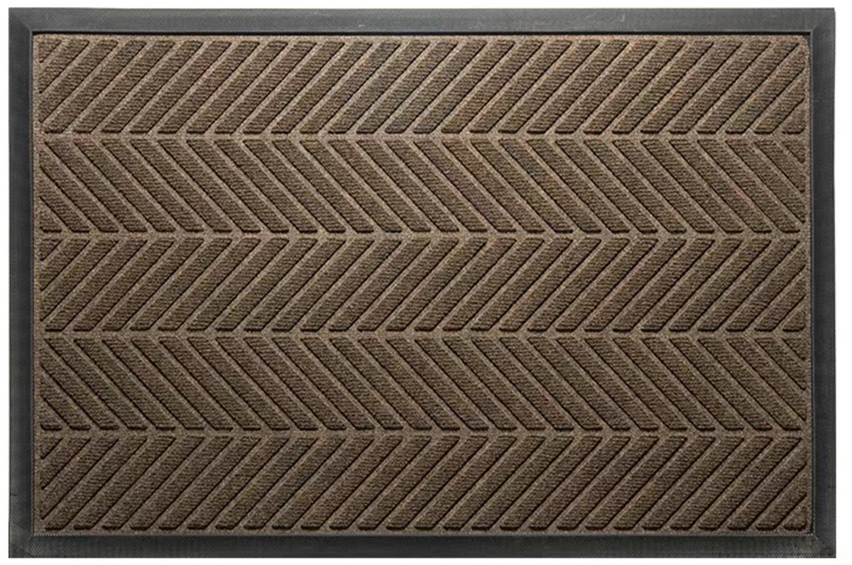 Luxe Deurmat 45x75 cm – Visgraatmotief – Bruin – Natuurlijk Rubber & Polyester – Voor Binnen & Buiten – Anti-slip
