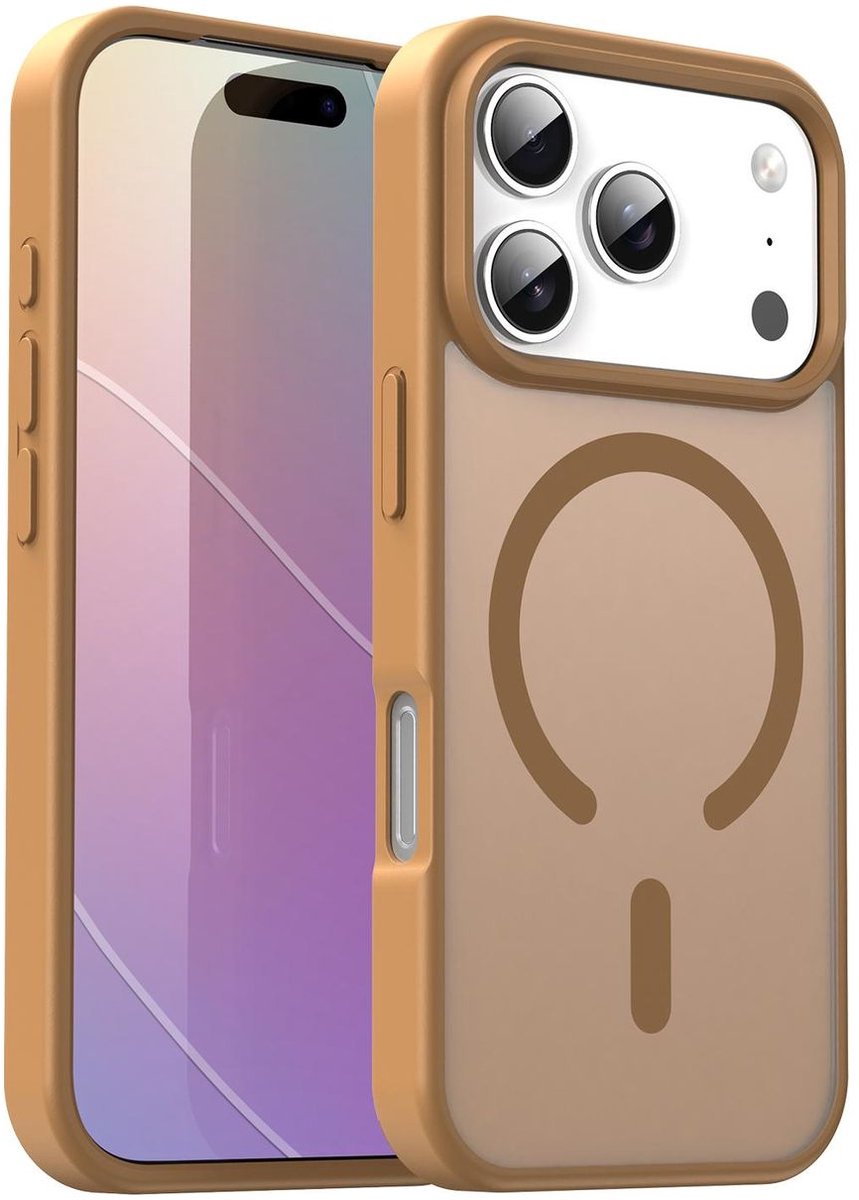Mobigear Hoesje geschikt voor Apple iPhone 17 Pro MagSafe Telefoonhoesje Hardcase | Mobigear Shockproof Backcover | Geschikt voor MagSafe | Geschikt voor Draadloos Opladen met Magnetische Ring | Geschikt voor MagSafe Case - Desert Gold | Goud