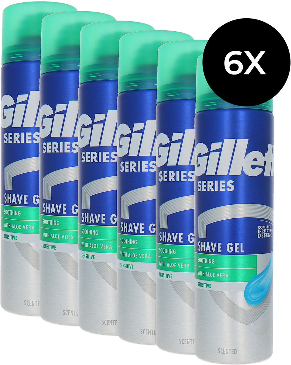 Gillette - Scheergel - Sensitive Gevoelige huid - 6 x 200 ML - Voordeelverpakking