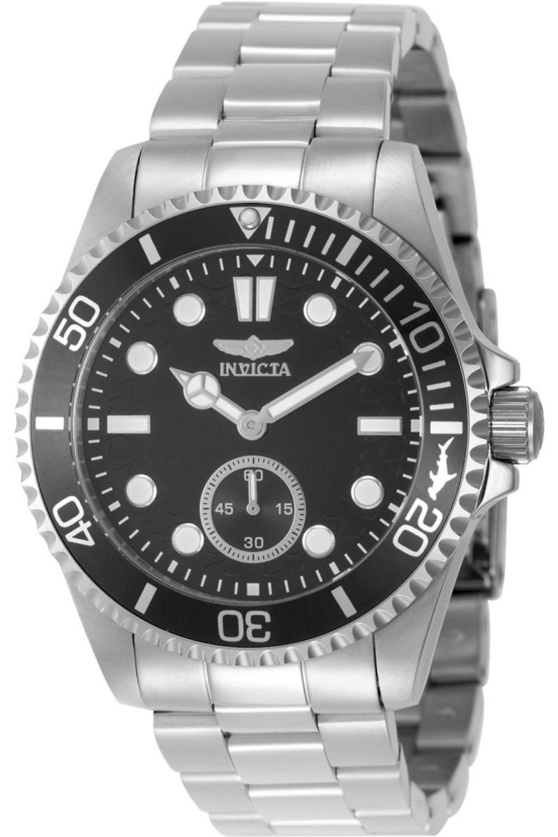 Invicta Pro Diver 49421 Heren Horloge - Waterdicht - Analoog - Quartz Uurwerk - Roestvrij Staal met zwarte Wijzerplaat - 43mm