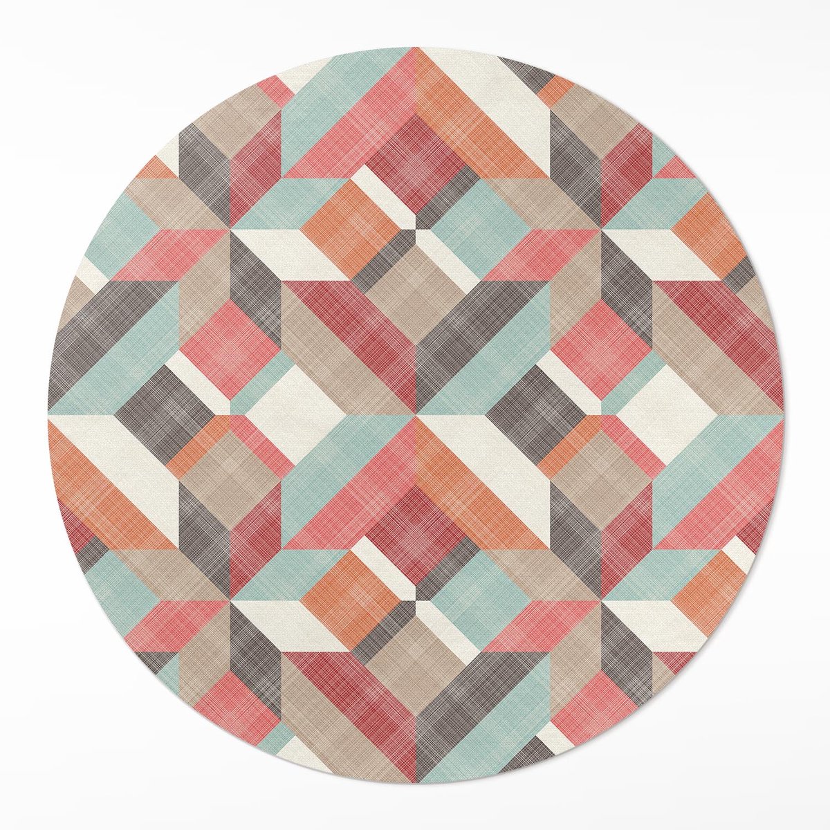 Wallfluent Vinyl Tapijt - Een Versleten Geometrisch Patroon Vloerkleed Vinyl - 50 cm - Rechthoek PVC Vloer Mat - - Rood PVC Tapijt - Woonkamertapijt - Slaapkamertapijt