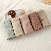 5 Stuks - Hydrofiele Baby Wasdoekjes - Monddoekjes - Spuugdoekjes - babywashandjes - Beige Groen Roze Mix - 23x23 cm - Baby Washandjes Katoen