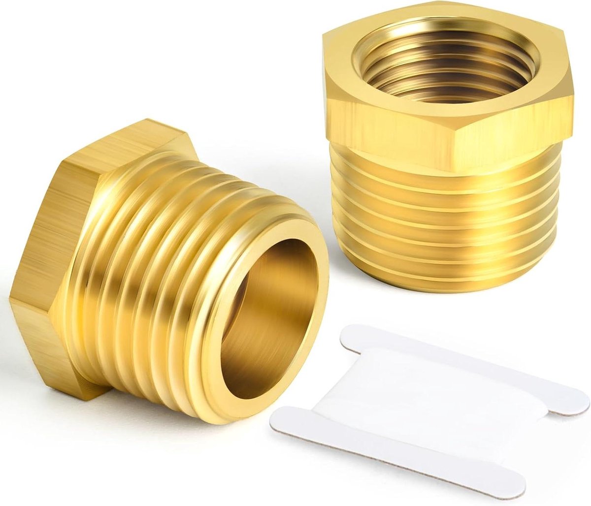 CSGoods - Messing Reducer Hex Bushing Schroefdraadpijpverbinding 1" BSP Male x 3/4" BSP Female Adapter - Water, Olie, Lucht, Gas - Set van 2