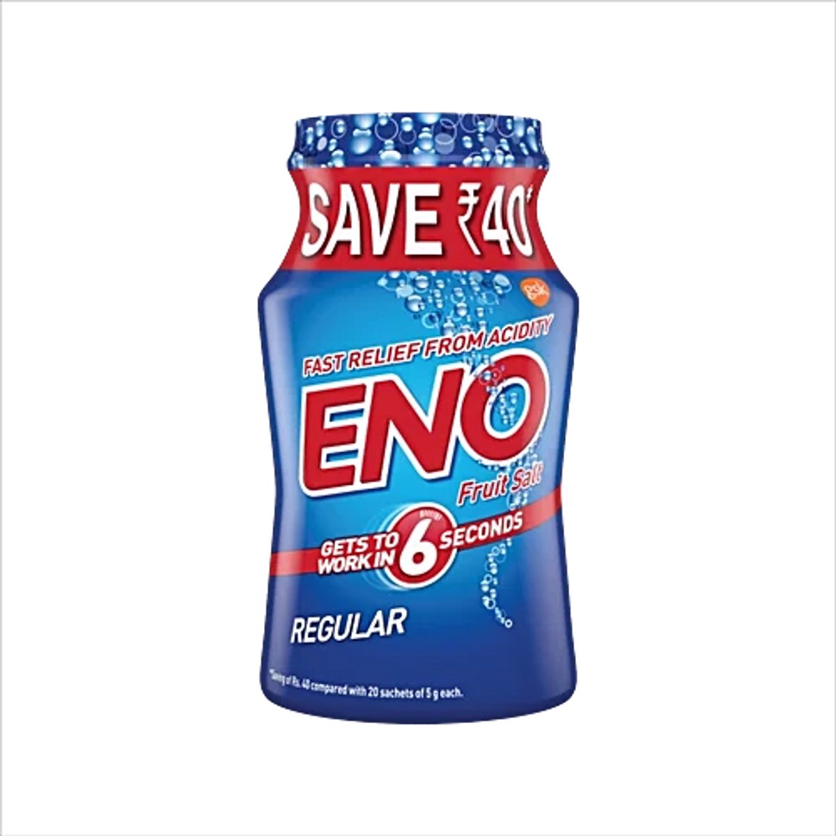 Eno Fruit Salt Regular 100 g Pot (Blauw) – Snel Werkend Antacid tegen Maagzuur & Brandend Gevoel | Neutraliseert Zuur in 6 Seconden | Klinisch Getest Uit India met Kajal Stikcer