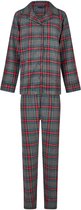 Happy Shorts Dames Kerst Pyjama Set Shirt + Broek Grijs/Rood Geruit Flanel - Maat L