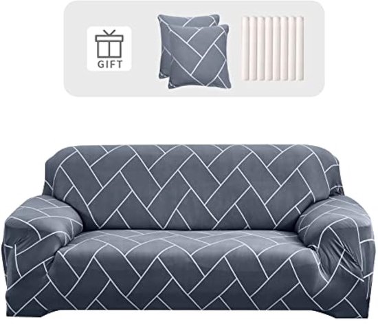 Lydevo Bankhoes voor 3-zits zonder armleuningen, elastisch, universeel, opvouwbaar, Clic Clac, wasbaar, afneembaar, futonbankhoes voor woonkamer, thuis, grijs-blauw