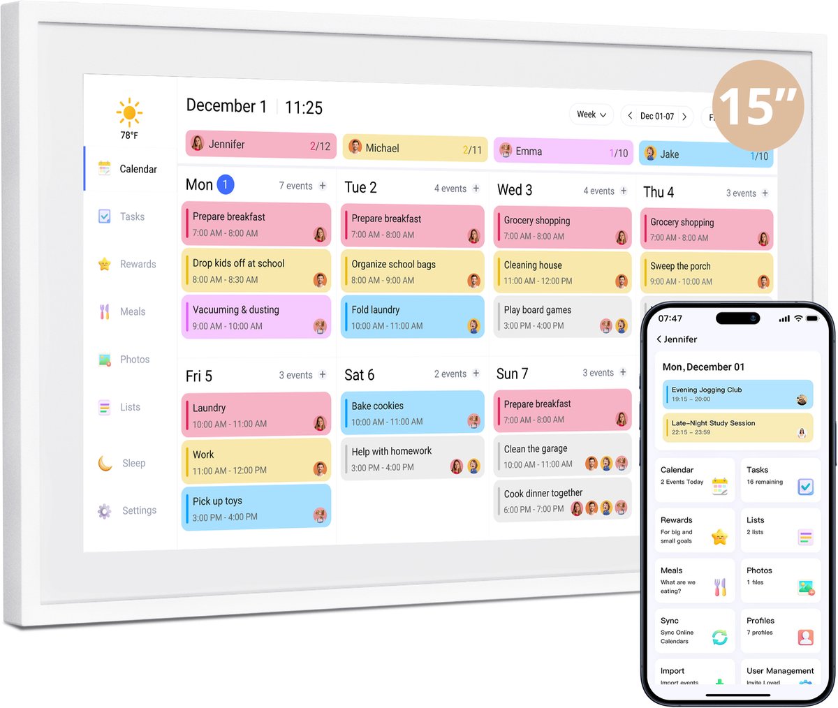 EKASN Digitale Kalender 15,6" - Digitale Fotolijst - Full HD - EKASN - €299,99