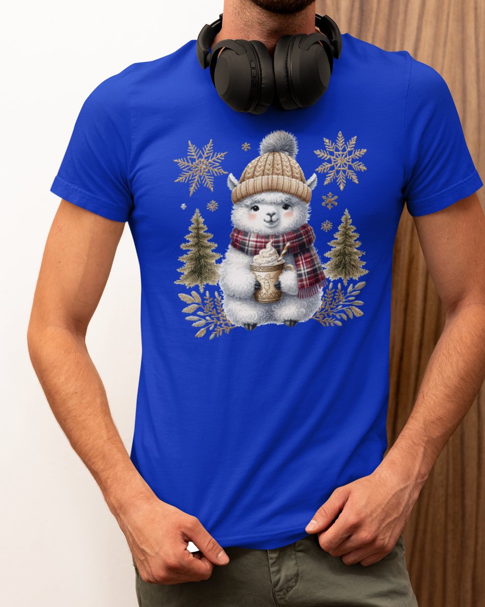 Cozy Llama Kerst - Kerst T-shirt Blauw - Grappig T-shirt - Maat XXL - Kerst Cadeau Mannen - Limited Edition